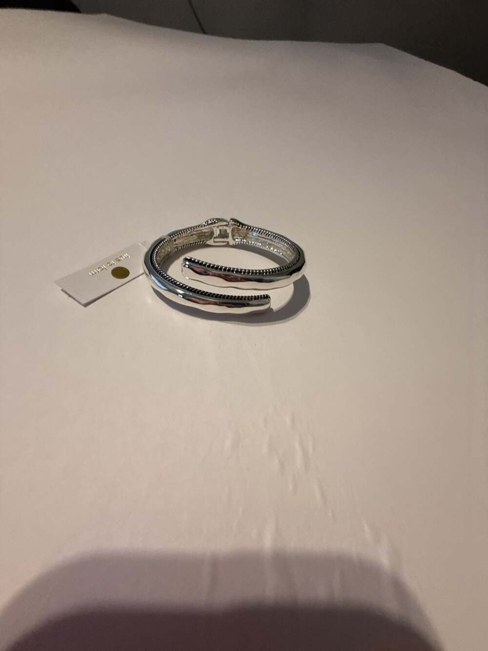 True to Form Silver Tone Hinged Wrap Bangle Bracelet